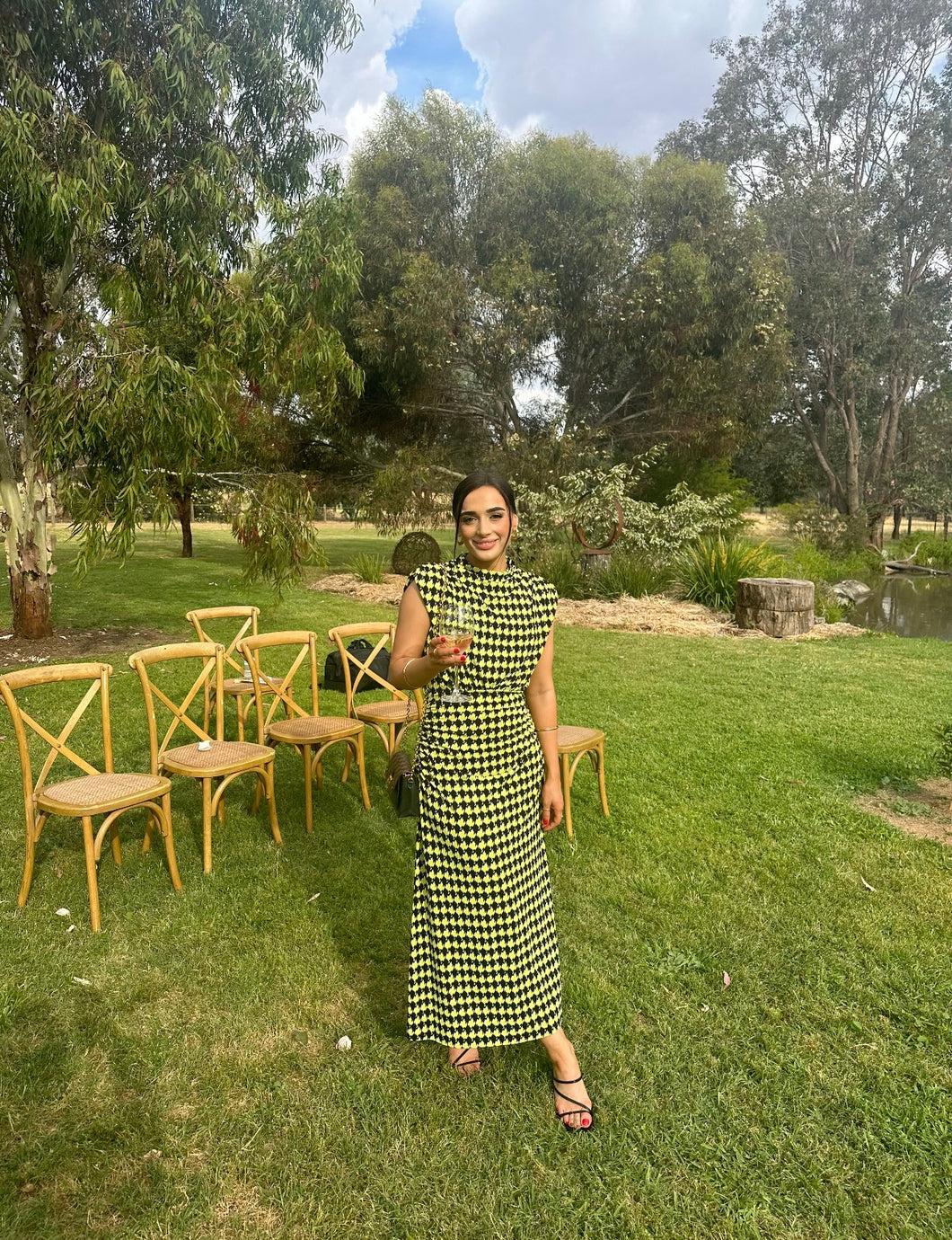 CUE- Houndstooth Double Jersey Midi