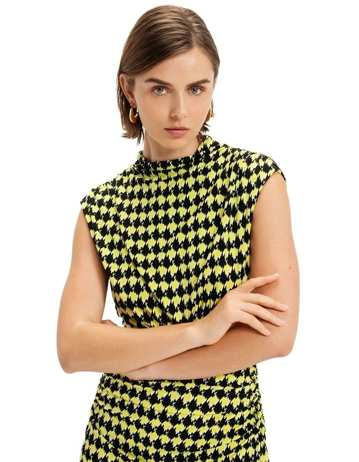 CUE- Houndstooth Double Jersey Midi