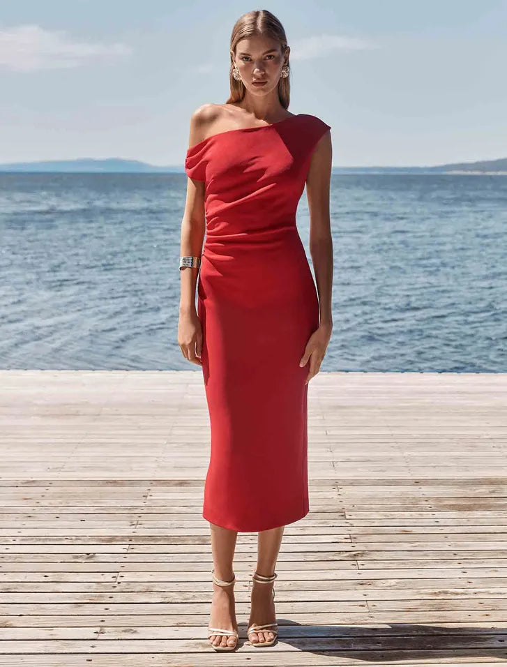 Forever New- Alexa Tipped Shoulder Bodycon Midi