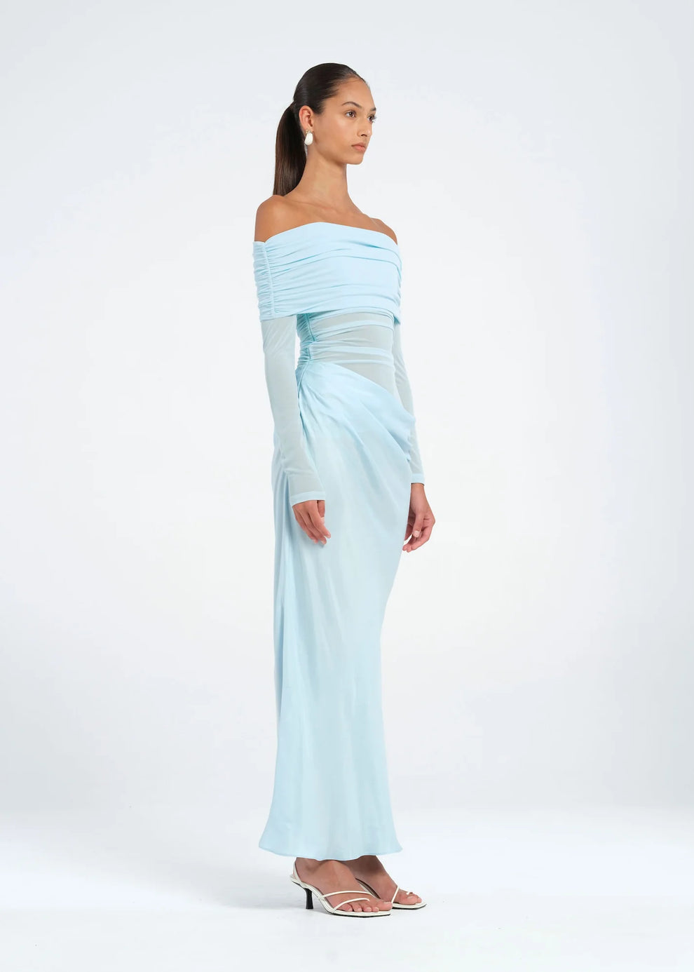 Benni- Yasmin Off-Shoulder Maxi Dress- Baby Blue