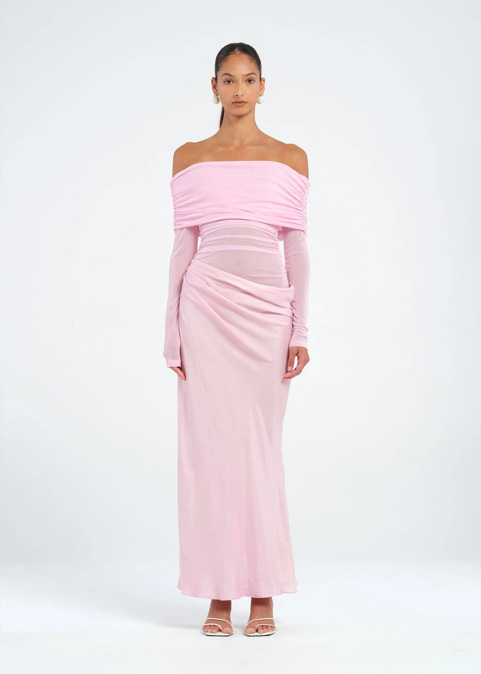 Benni- Yasmin Off-Shoulder Maxi Dress - Baby Pink