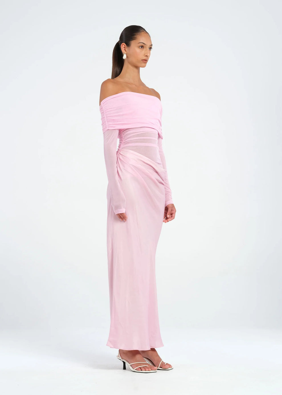 Benni- Yasmin Off-Shoulder Maxi Dress - Baby Pink