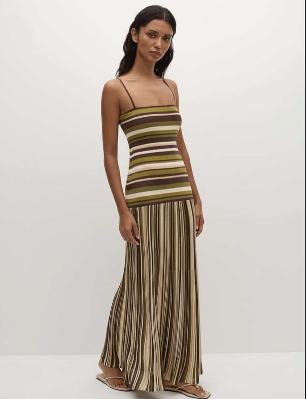Faithful - Essenia Knit Dress in Espresso Pine stripe
